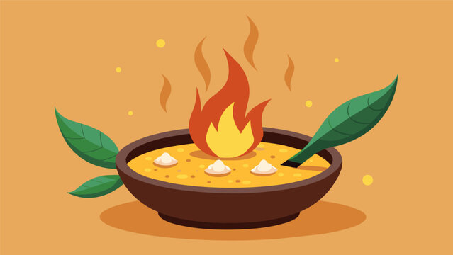 The warm fragrant aroma of freshly ground corn filling the air as a small clay comal heats over an open flame.. Vector illustration