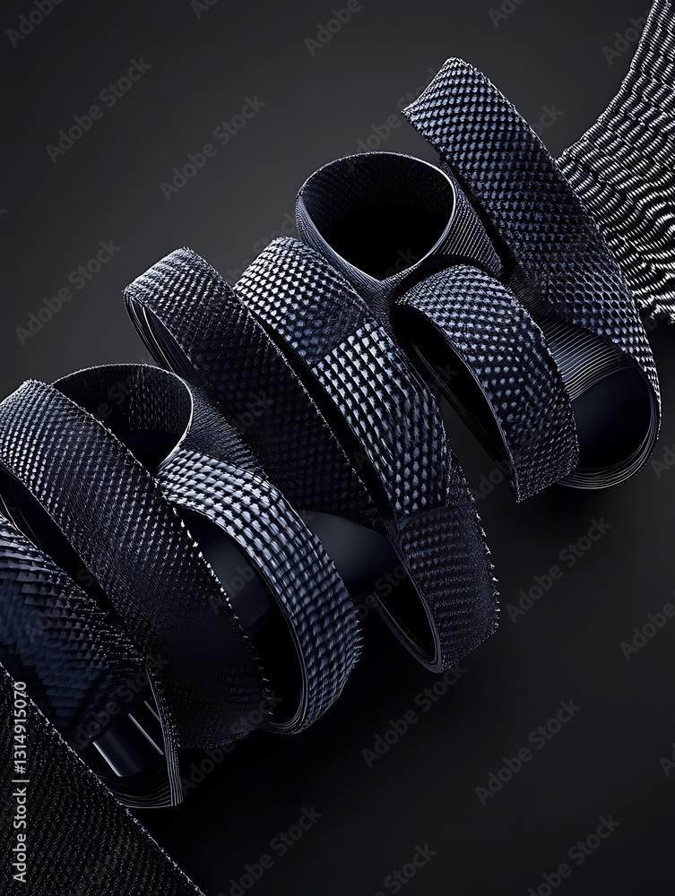 Poster elegant dark ribbons with intricate textured pattern on stark background
