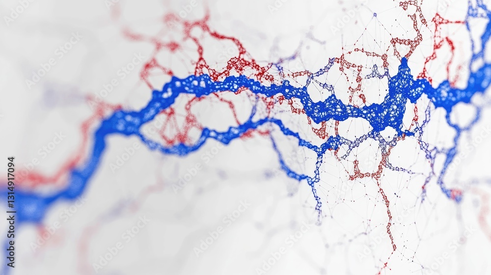 Poster abstract ai-driven network visualization with neural pathways and deep learning nodes.