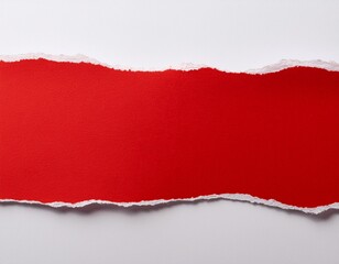 torn red paper border strip on white background paper strip with rough uneven edges