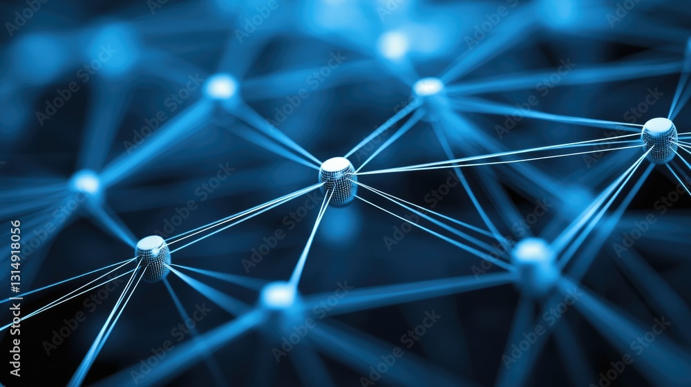 Poster abstract image of interconnected business communication lines and nodes.
