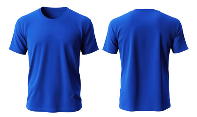 royal blue blank t shirt template on transparent background
