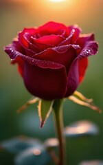 Single Deep Red Rose &ndash; Elegant and Romantic Bloom