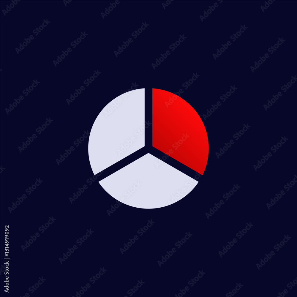 Poster a circle chart displaying a highlighted red section, featuring gray portions contrasting with the re