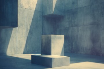 Modern abstract concrete architecture with sunlight