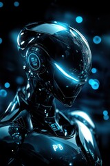 High tech background template design with theme of humanoid robot.