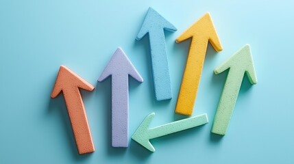 Colorful Arrows Showing Growth, Pastel Background