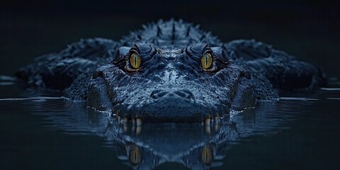 Crocodile stalking prey swamp wildlife photography dark water close-up nature