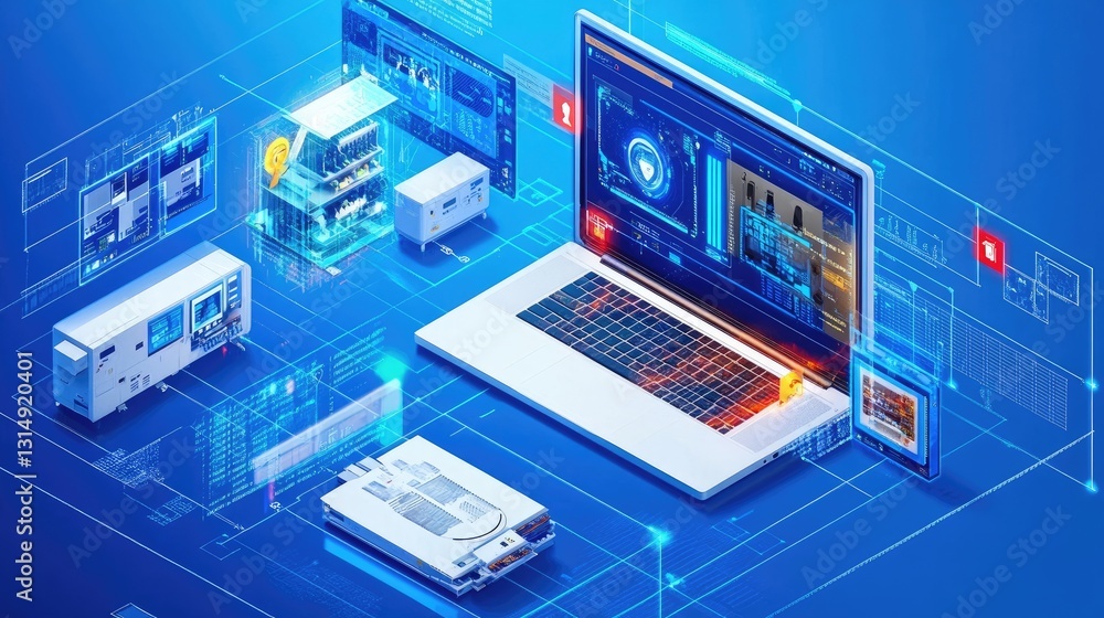 Poster ai-driven cybersecurity network with real-time monitoring and defense layers.