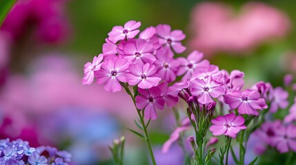 Obraz premium Vibrant Phlox and Lomatium Close-Up