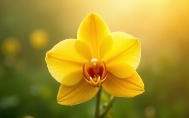 Obraz premium Soft Golden Yellow Orchid – Elegant Tropical Bloom