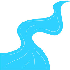 Meandrous river beds in perspective, wobbling river, bending stream or creek, various rivers vector illustration isolated on white