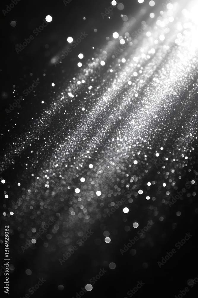 Poster ethereal brilliance of sparkling light dust particles on dark background creating a magical and cele