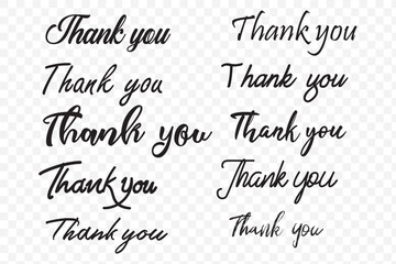 Thank you lettering set . Vector illustration hand drawn.  1176