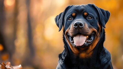 Obraz premium Adorable Rottweiler Playing Outdoors