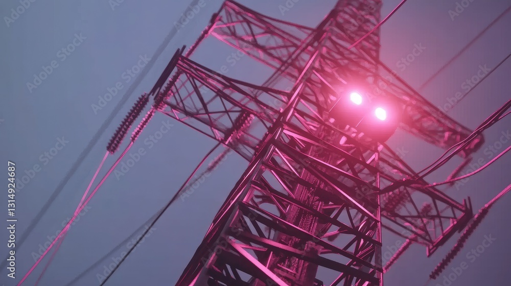 Poster a futuristic smart grid network with digital energy flow visuals.
