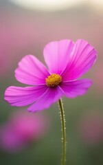 Fototapeta premium Magenta Cosmos Flower Swaying Gracefully in the Breeze