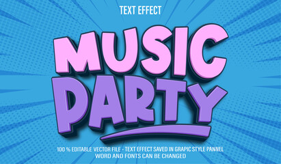 Music Party 3d editable text effect style