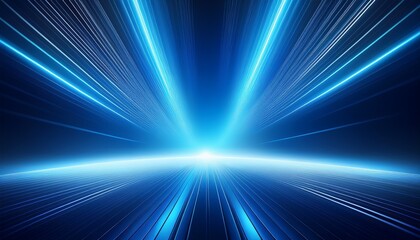 Obraz premium blue background with glowing light rays creating a futuristic glow effect symbolizing calm clarity innovation endless possibilities modern minimalism hope blurred empty space bright and clean aestheti