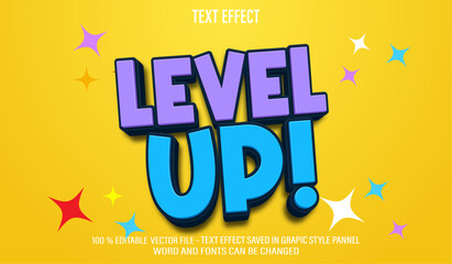 Level Up Game 3d editable text effect style
