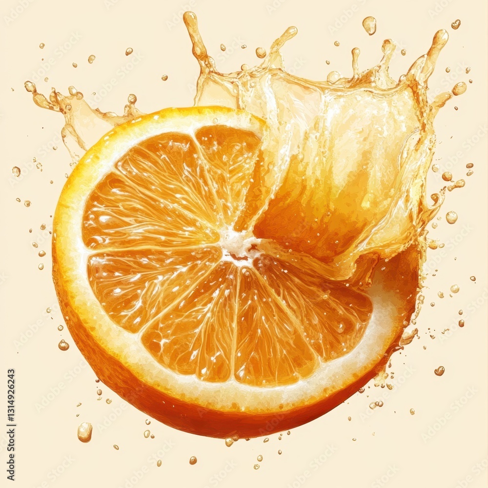 Poster invigorating orange slice bursting with refreshing juice a vibrant display of citrus delight and zes