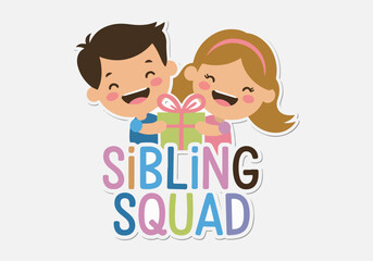National Siblings Day Vector Designs for Social Media, T-Shirts, Stickers, Posters, Print Cards, and Animated GIFs - Solid Color Illustrations