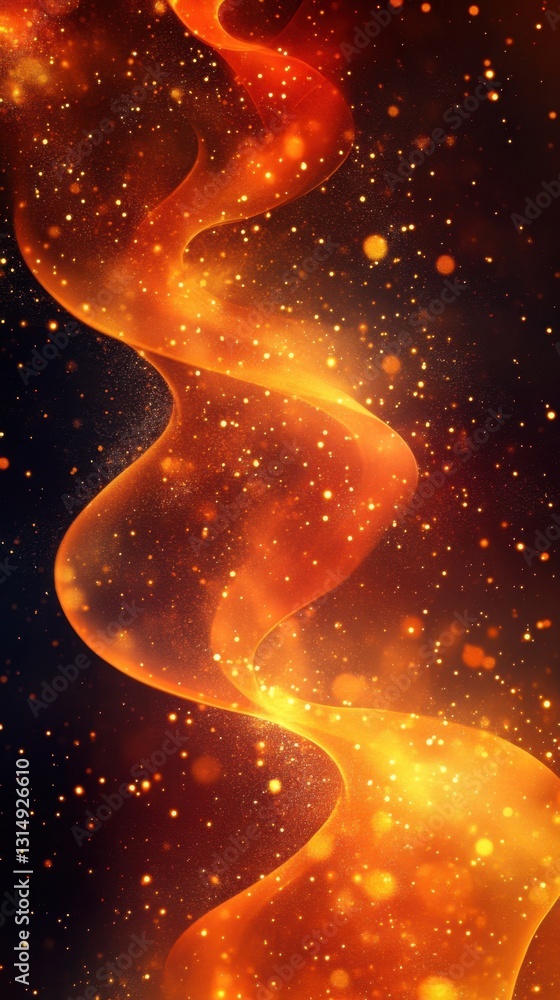 Aufkleber ethereal orange ribbon with sparkling particles against a dark background creating a magical and dre