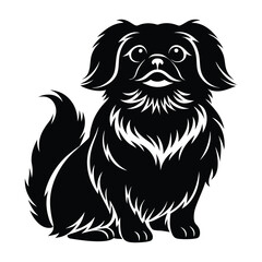 Pekingese Sitting with Head Held High Silhouette for Pet Stock