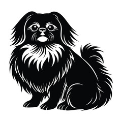 Pekingese Sitting with Long Silky Fur Silhouette for Stock Illustration
