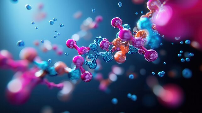 Floating 3D protein structures dynamically forming and unfolding, AIdriven bioanalysis