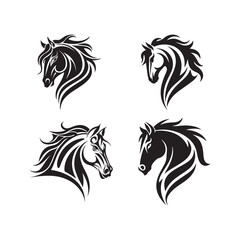 Black Silhouette Horse Head Vector – Elegant and Stylish Horse Logo Design
