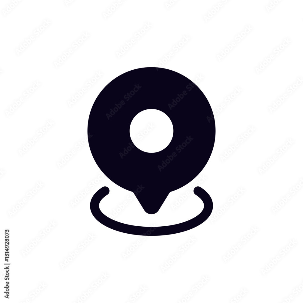Poster black location pin icon with a circular center, commonly used in maps and gps navigation tools.