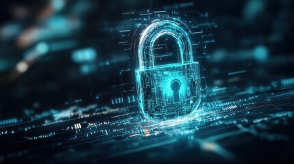 Fototapeta premium High tech background with theme of lock. Internet security.