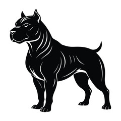 Pitbull with Muscular Stance and Focused Look Silhouette for Stock