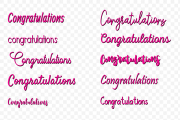 Congratulations lettering. Congrats label, cheers celebration and congratulation text badges . Congrats quotation card.  1176