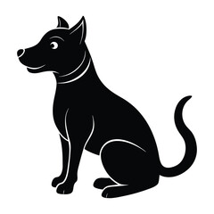 Playful Dog Crouching with Tail Wagging Silhouette for Pet Stock