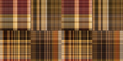 Warm fall gingham tartan check seamless border pattern. Woven classic variegated ombre check ribbon trim. Repeatable banner for washing tape and for fashion edging design