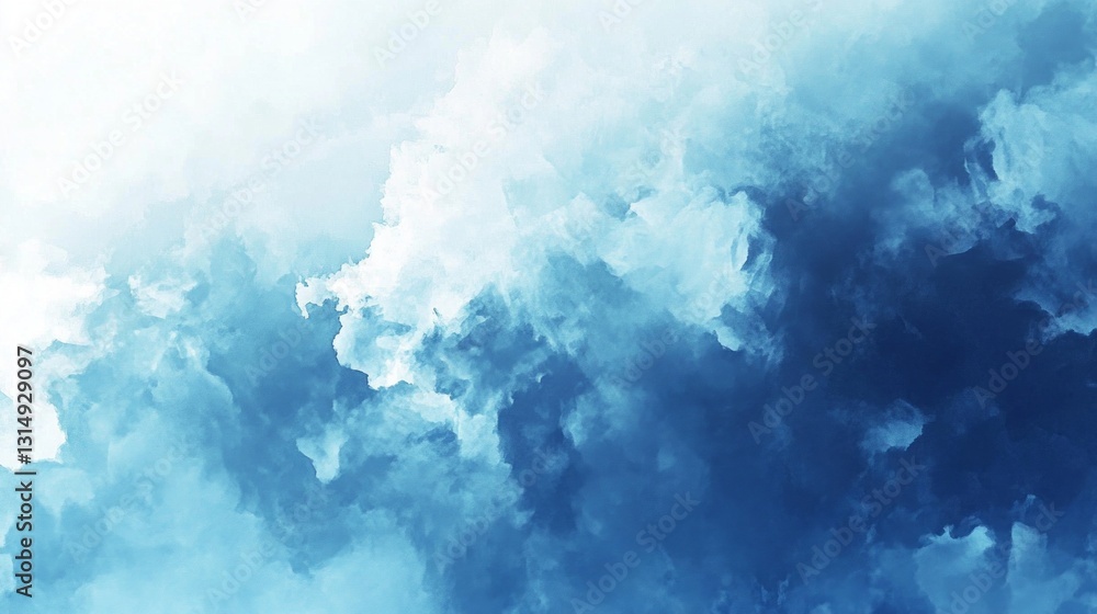 Poster a mesmerizing blend of azure and indigo forms an abstract representation of tumultuous weather, wher