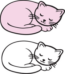 Coloring and Silhouette Cat Vector Art Creative and Aesthetic Designs