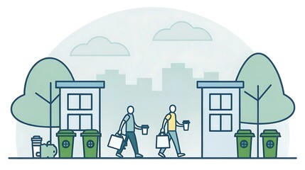 Sustainable urban lifestyle, eco-friendly shopping