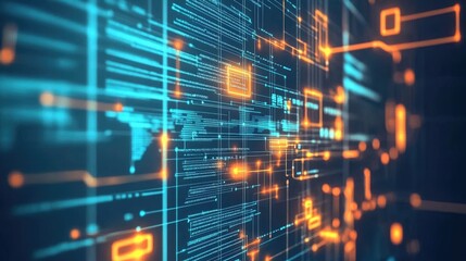 Fototapeta premium Big data visualization with real-time analytics flowing through digital connections.