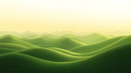 Obraz premium Serene green hills under a soft light, creating a tranquil landscape.