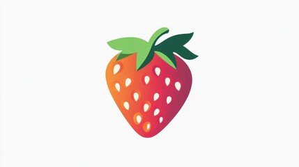 Single strawberry, vibrant illustration, food, isolated, digital art