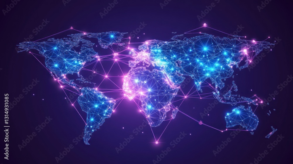 Poster global interconnected network map