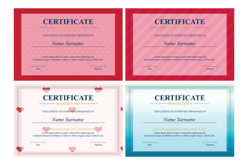 Four Red, Pink, & Blue Excellence Certificates