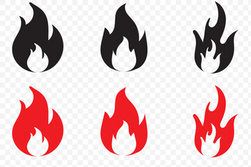 Fire icon vector.  flat set on white background. Blaze silhouette element  . 1176