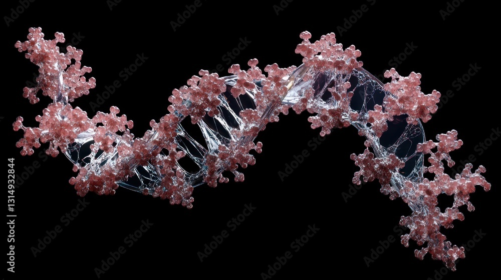 Poster 3d model of a dna helix with complex structures