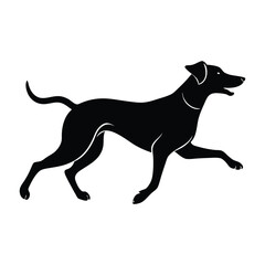 Running Dog Mid-Stride with Legs Extended Silhouette for Stock Illustration