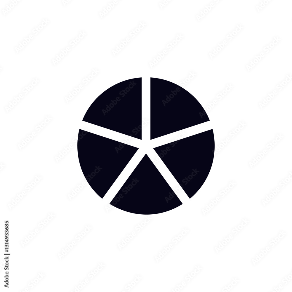 Poster a black pie chart symbol divided into six equal segments arranged in a circular pattern.