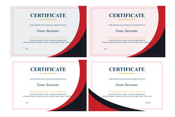 Four red-black excellence certificates
